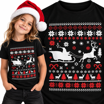 KOSZULKA DZIECIĘCA ŚWIĄTECZNA SANTA REINDEER UGLY CHRISTMAS SWEATER